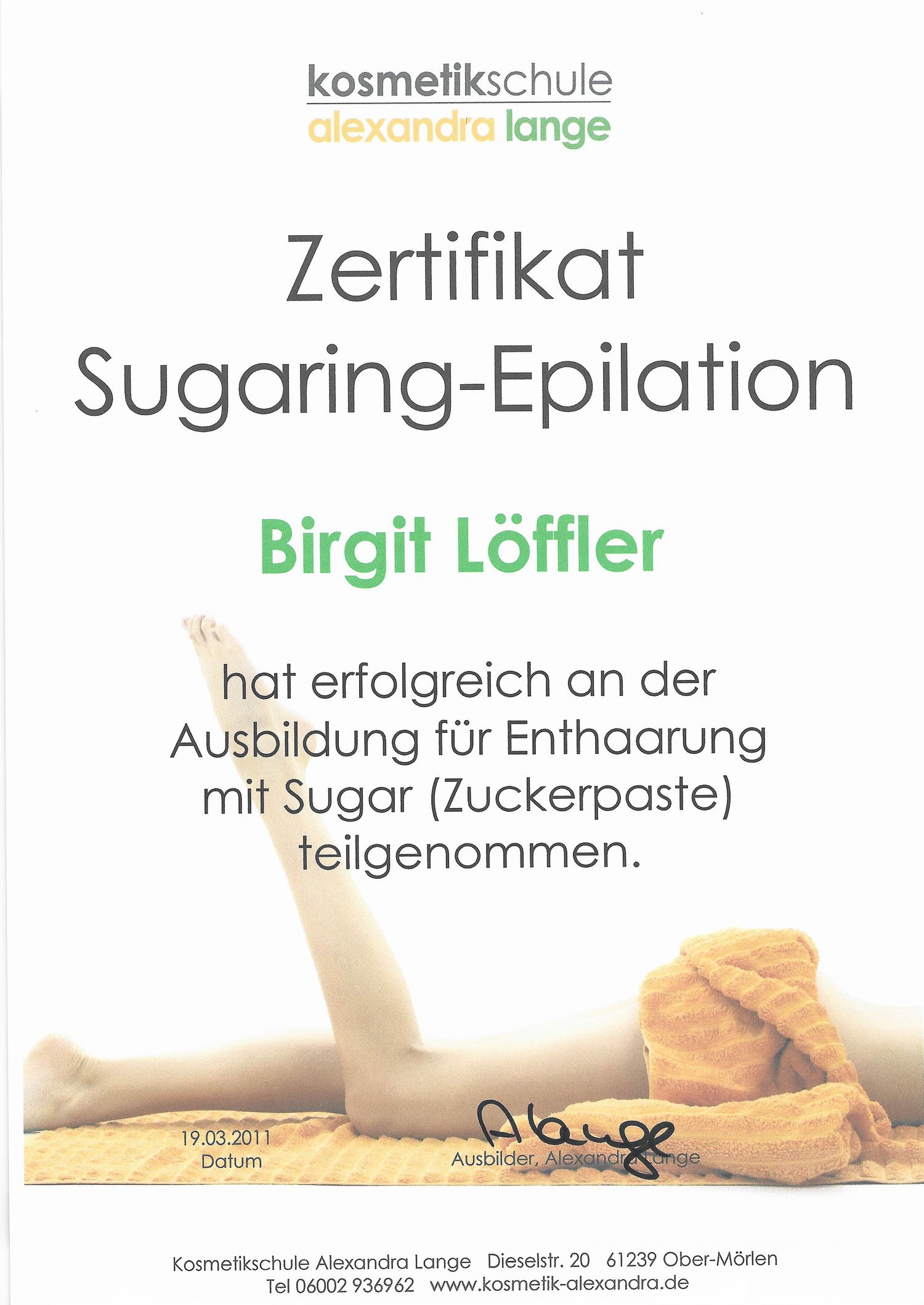 Sugaring und Epilation in Lauterbach, Grebenhain, Ulrichstein, Nidda, Schotten - Birgit Löffler Kosmetik in Hochwaldhausen